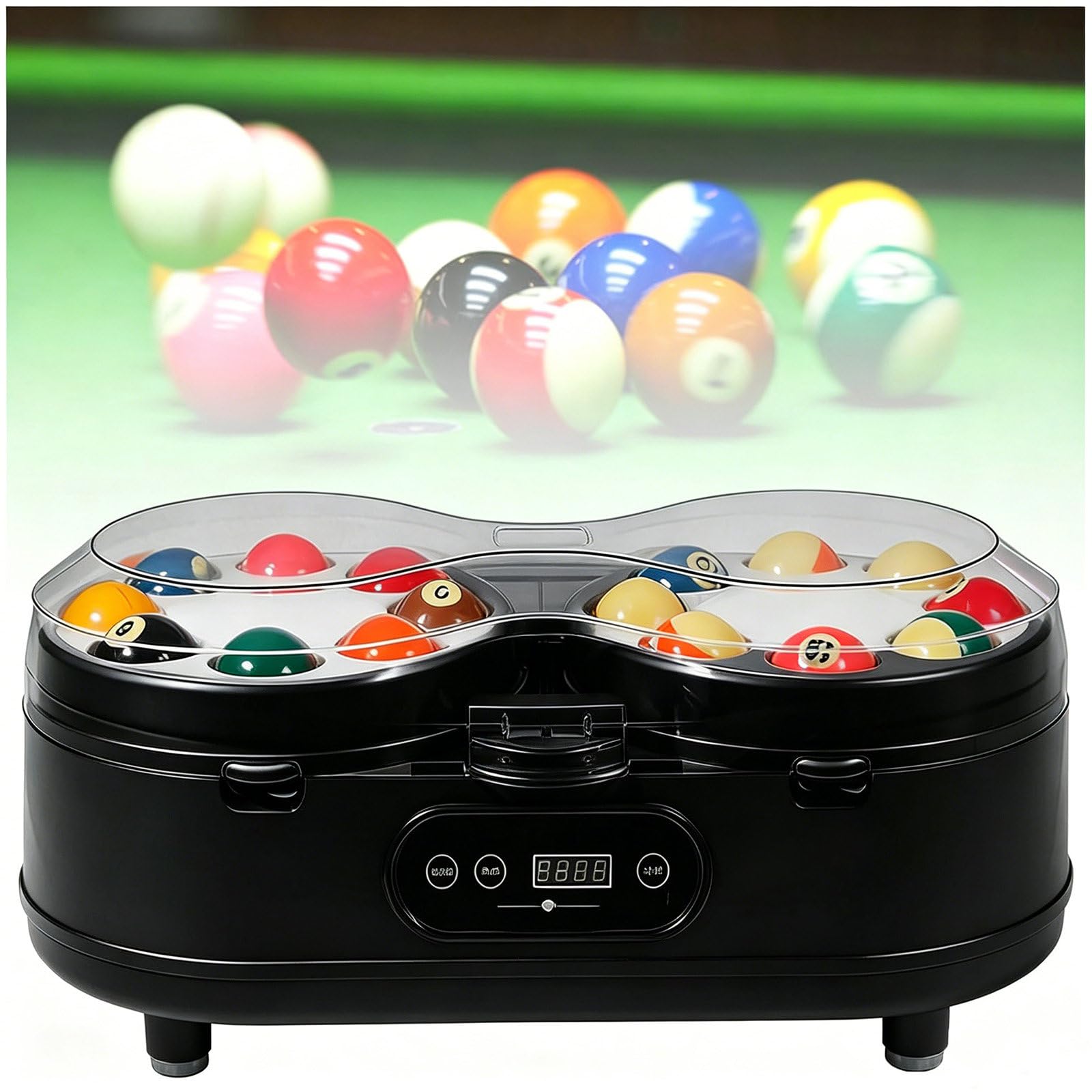 ZEEKYFOR Upgraded Pool Ball Cleaner and Polisher with LCD Touch Screen, Automatic Billiard Ball Cleaner for Home & Club Use Black-57.2mm/2.25"