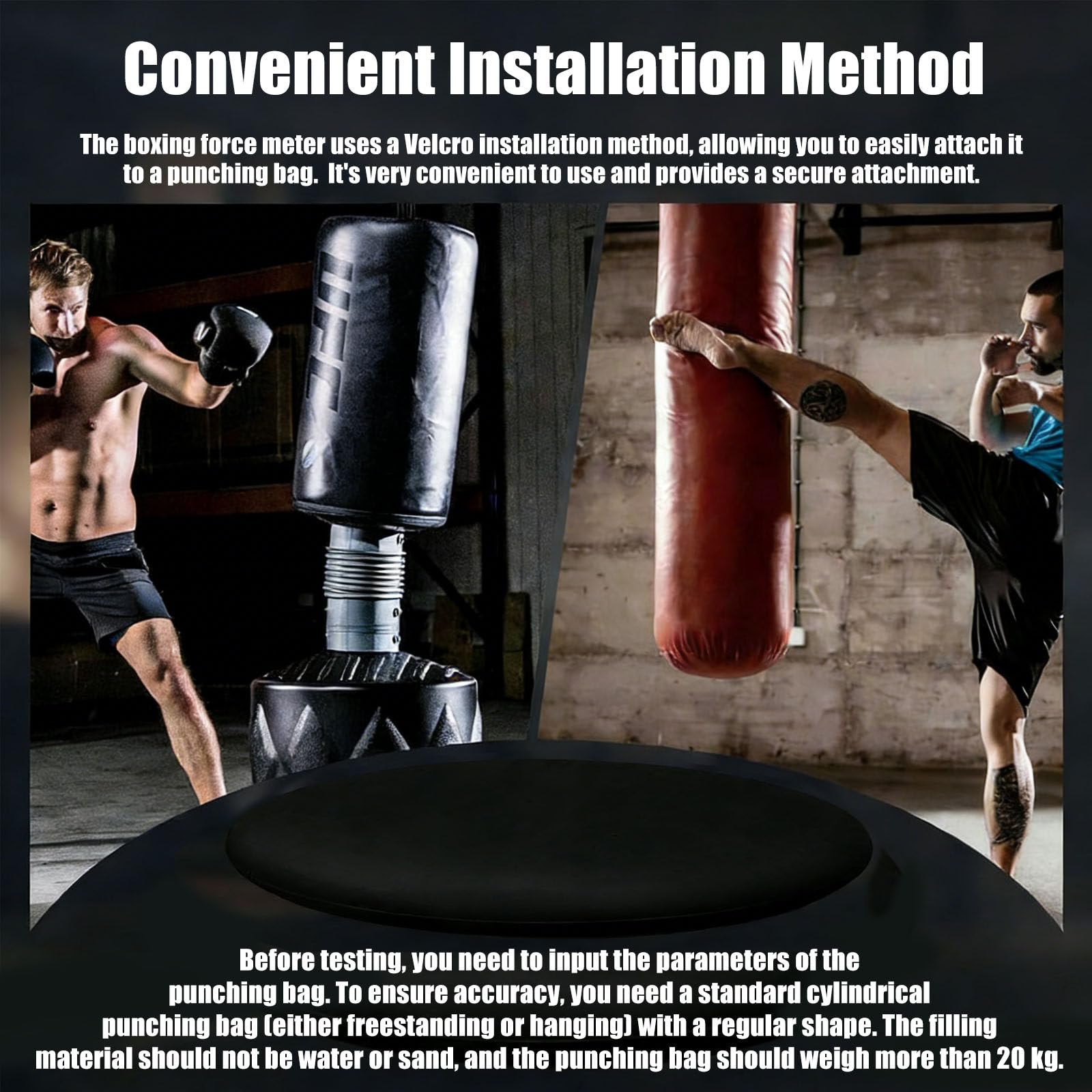 Intelligenter Kraftmesser Für Boxsäcke, Analysegerät Für Schlag- Und Trittkraft, Mit Echtzeitdaten, Sprachansagen Und Kurvendiagramm, Für Boxen Und Kickboxtraining Black
