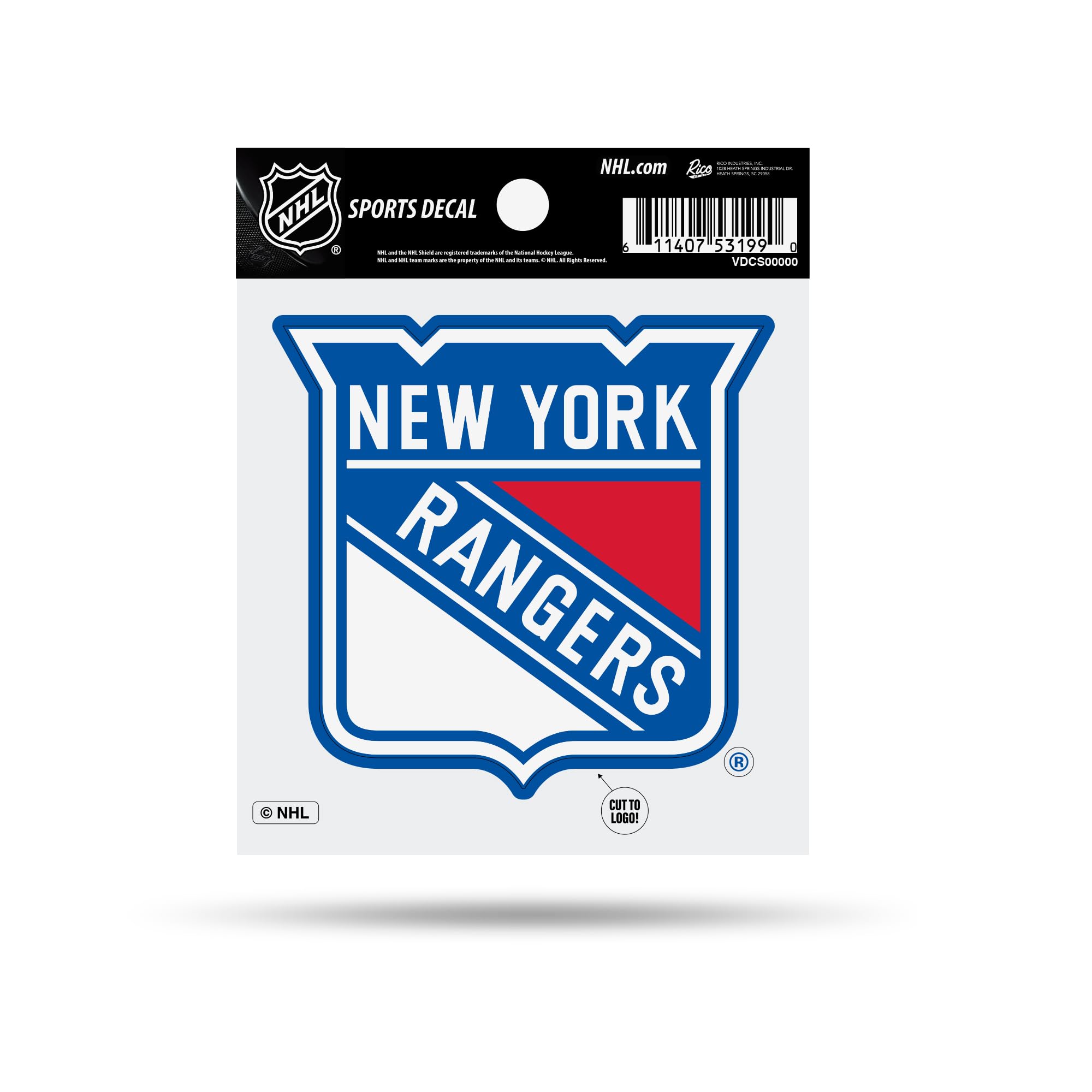 Rico Industries NHL Hockey New York Rangers Primary Logo Shaped 4" x 4" Sports Decal