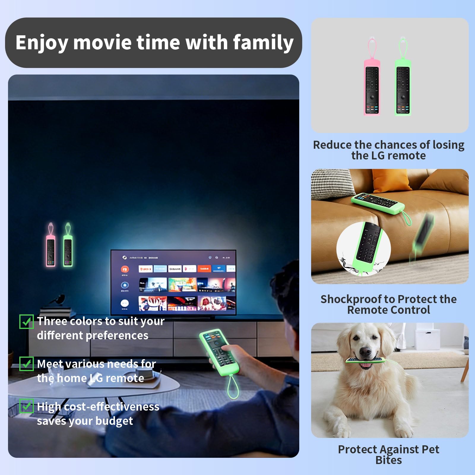 Zamienny pilot zdalnego sterowania pasuje do pilota Vizio Smart TV z zabezpieczeniem przed zgubieniem, miękkim świecącym silikonowym pokrowcem i haczykiem montażowym, uniwersalny do wszystkich