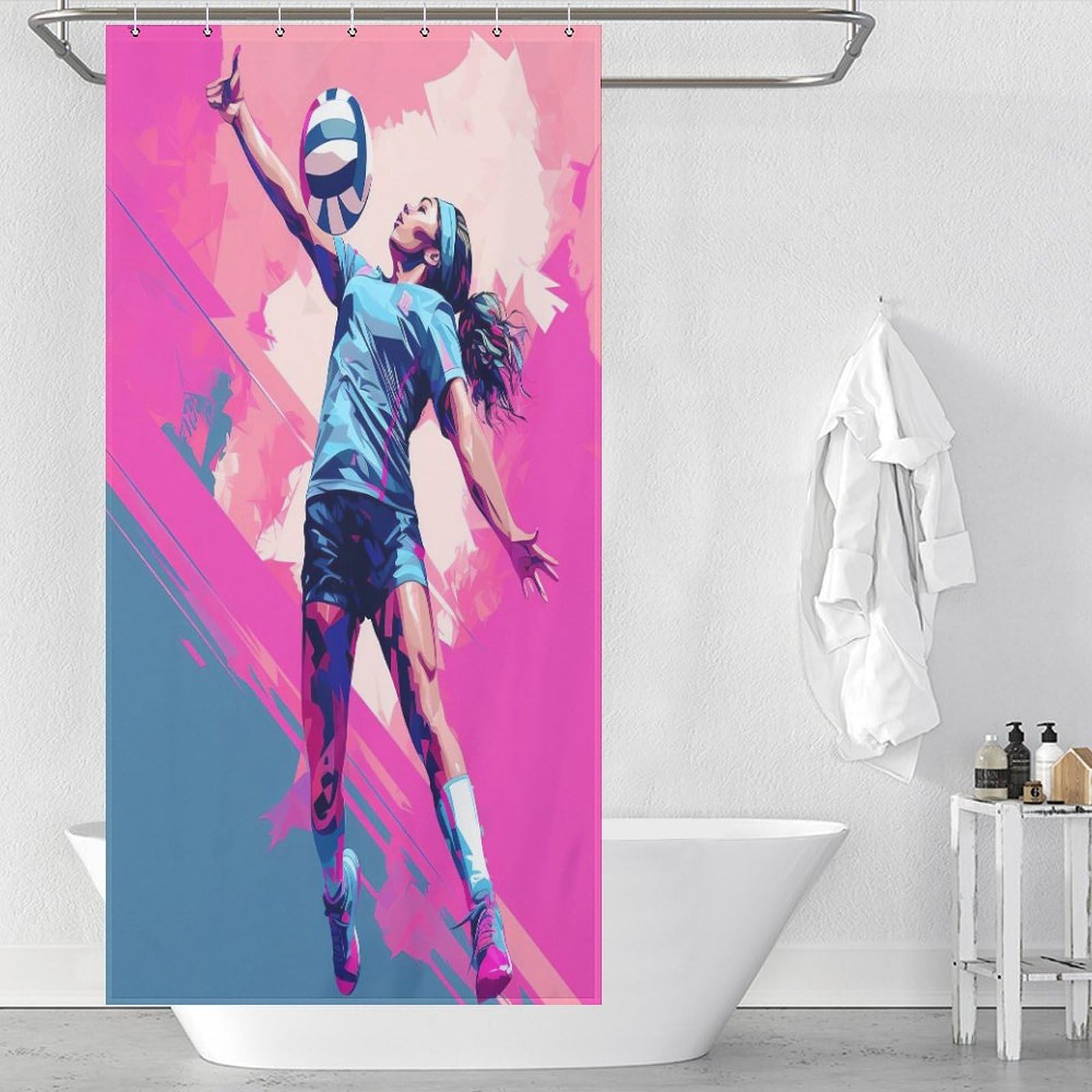 Rideau de douche volley-ball imperméable pour éviter l'eau au sol