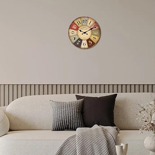 Miniatura 2 de Relojes de pared pequeños náuticos que funcionan con pilas, 12 pulgadas, colorido reloj de pared de granja para cocina, reloj de pared silencioso de