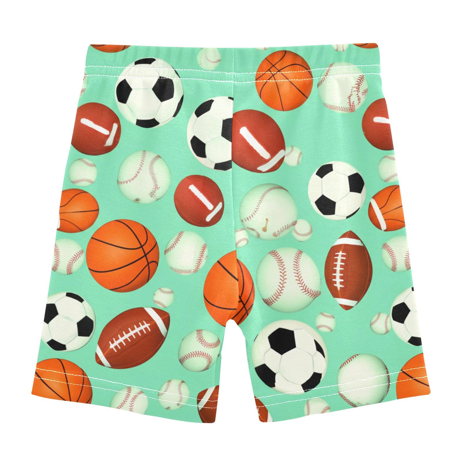 CHIFIGNO Cute Footballs Basketballs Green Girl's Cartwheel Shorts Under Dress Bike Shorts Cotton Biker Short Girls Clothes Summer 5T