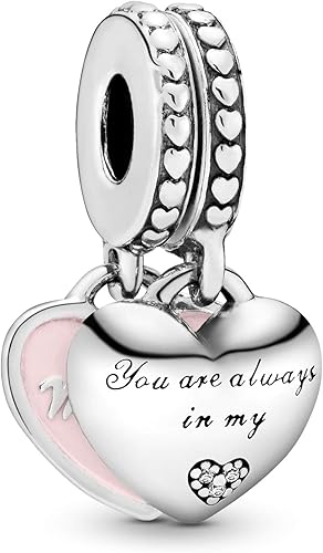 Miniatura 2 de PANDORA Jewelry - Colgantes de corazones para madre e hija, dije de plata de ley con circonita cúbica, viene con caja de regalo