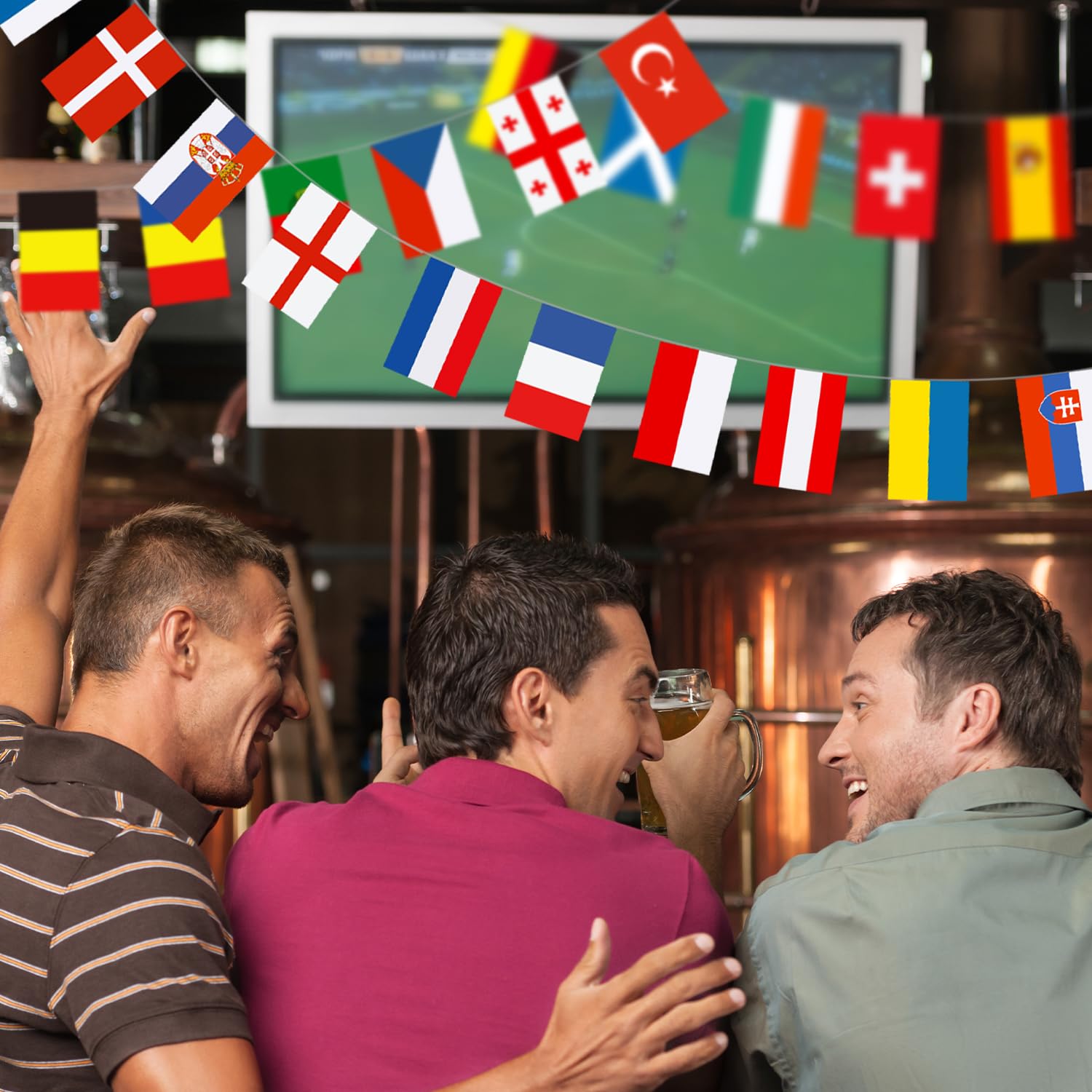 Decoraciones para fiestas de Eurovisión Decoraciones Euro 2024 Banderines Euro 2024 Banderas de 24 países - 26 pies para suministros para fiestas de Eurovisión (14 x 21 cm)