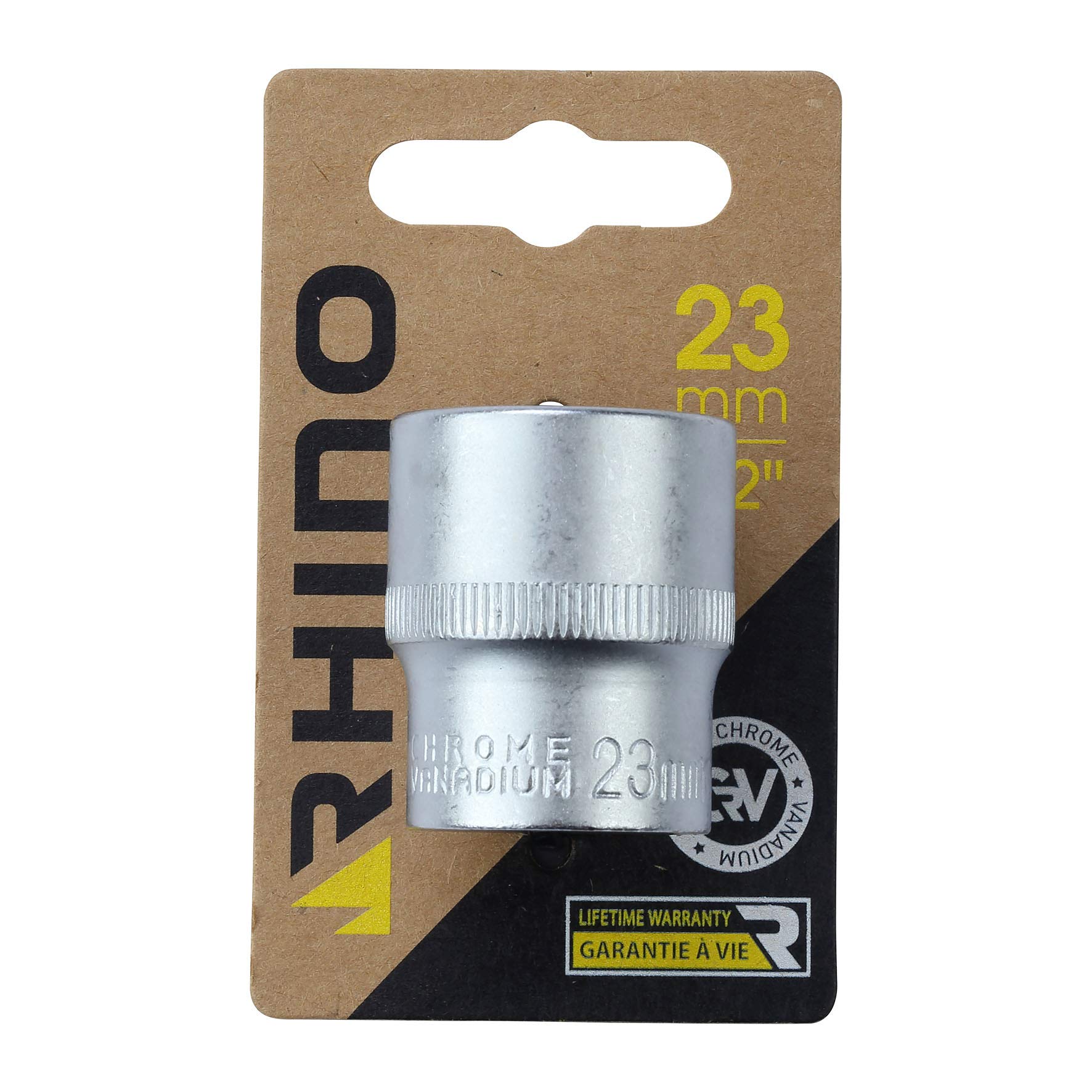 Rhino9162 Hexagonal 23 mm Sets Hex Socket, Short Metric - 6 Point - Diameter 23 mm - 1/2" Square Drive - (Chrome Vanadium) - - Several