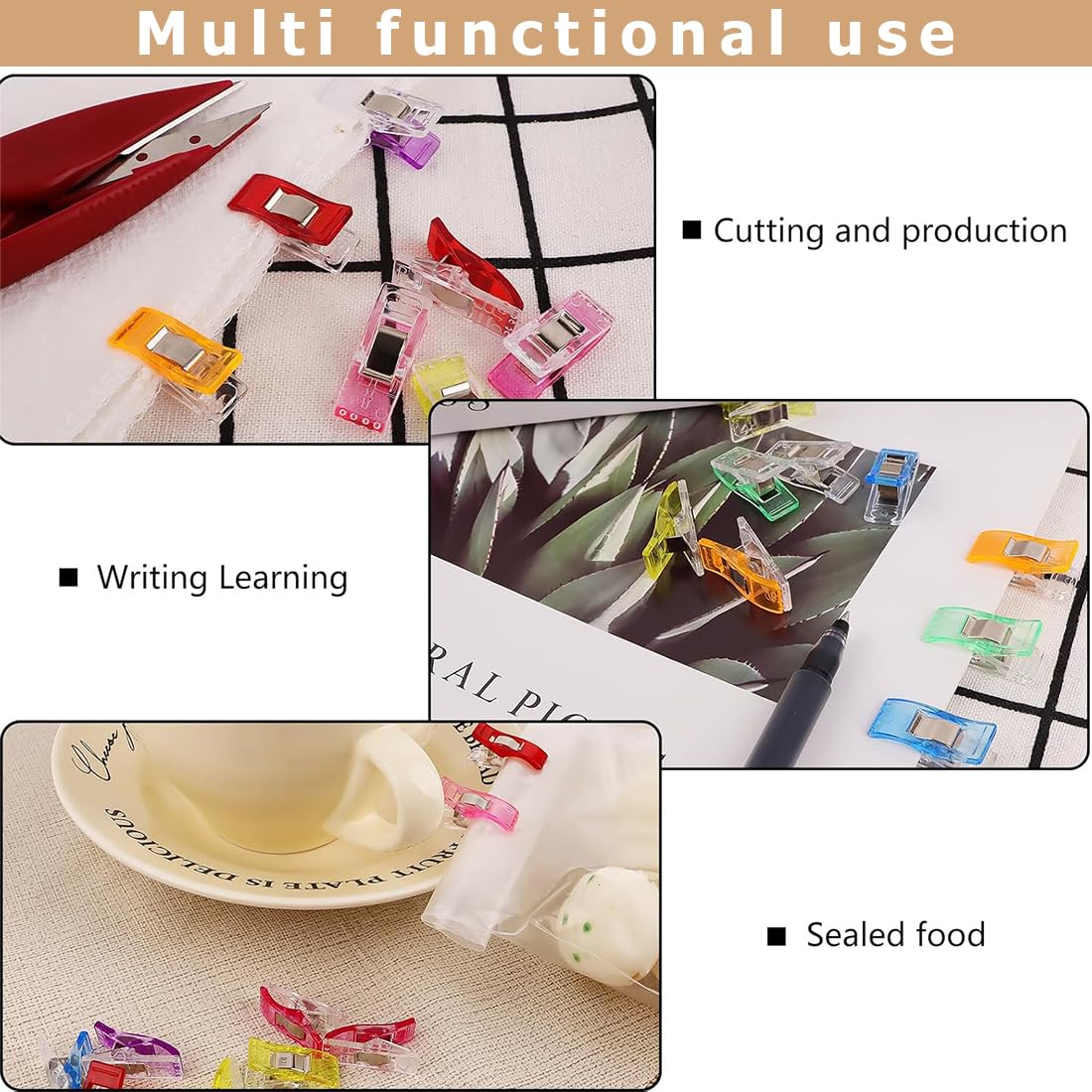 Clip Cucito Multiuso 50 Pezzi, Plastica Trasparente Pinze Per Quilting e Ricamo, Morsetti Fai Da Te In Tessuto per Cucire