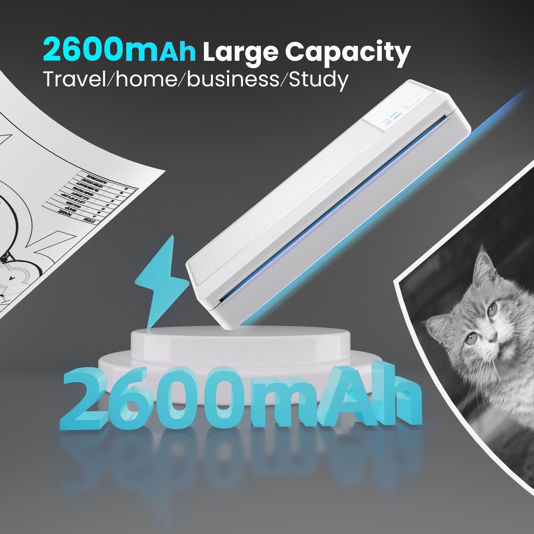 vretti P83 printer in a suitcase, highlighting its portability and light weight.