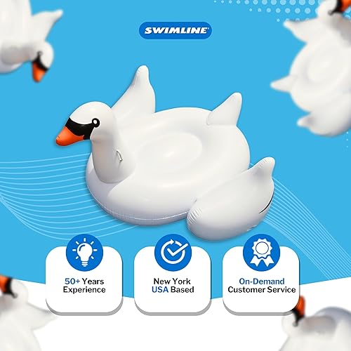 Miniatura 8 de Swimline 90621 - Flotador inflable gigante de cisne para piscina paquete de 1 color blanco