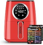 KOOC grand Air Fryer, 4.5 Four électrique à four chaud Quart, feuille de chaleur gratuite pour guide de référence rapide, LED Toucher l'écran numérique, 8 en 1, Temp/Time sur mesure, Panier antiadhésif, Rose