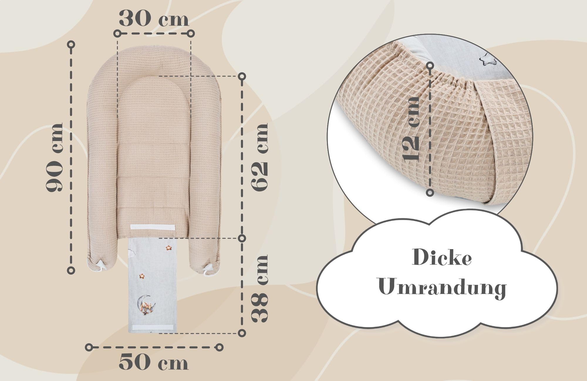 Riduttore lettino neonato - 90x50 cm nido baby nest antisoffoco culla pod cocoonababy confortevole cotone waffle babynest per neonati Orsacchiotti B