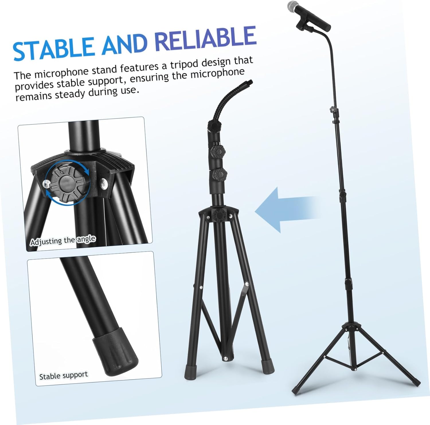 Totority Heavy Duty Adjustable Tripod Microphone Stand Metal Floor Mic Mount Clips Telescopic Boom Arm for Recording Broadcasting Live Streaming