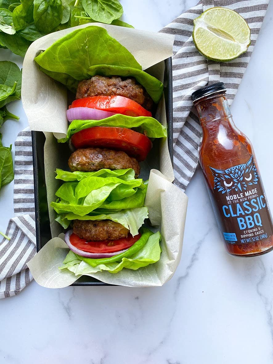 Noble Made by The New Primal, Classic BBQ Sauce, Whole30 Approved, Paleo, Gluten Free, Keto, Low Carb, Low Calorie, Dairy and Soy Free, Glass Bottle, 12 oz, 3 pack