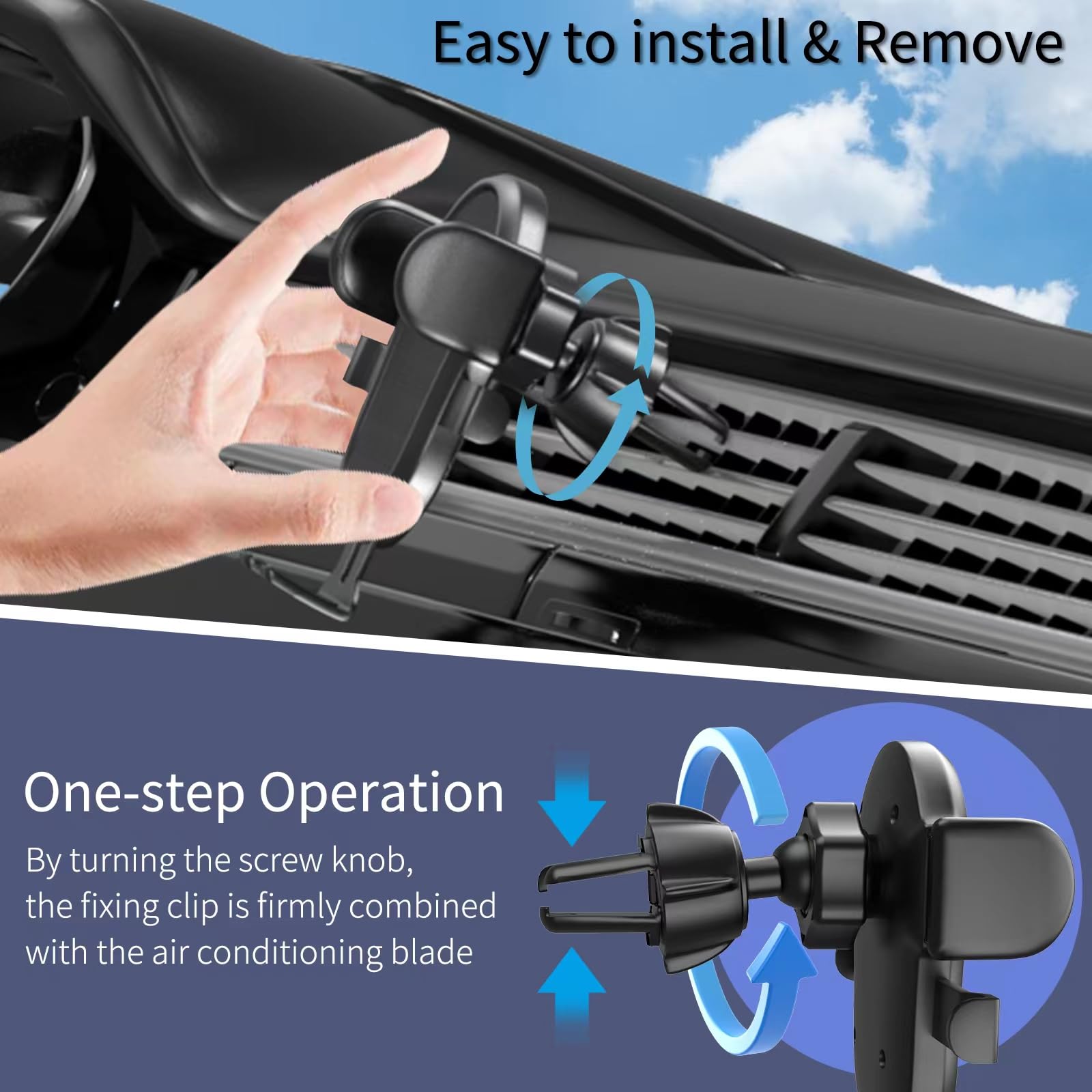 Soporte de teléfono para rejilla de ventilación de coche [soportes de teléfono mejorados] Soporte de teléfono de coche manos libres para teléfono inteligente, [soporte de coche para iPhone]