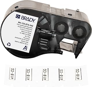 Brady Authentic (M4-125-075-342) PermaSleeve® Heat-Shrink Labels Polyolefin 0.235"H x 0.75"W Black on White 0.125"Dia, Cartridge of 80 Labels. for use with The BMP41, BMP51, and M511 Label Printers