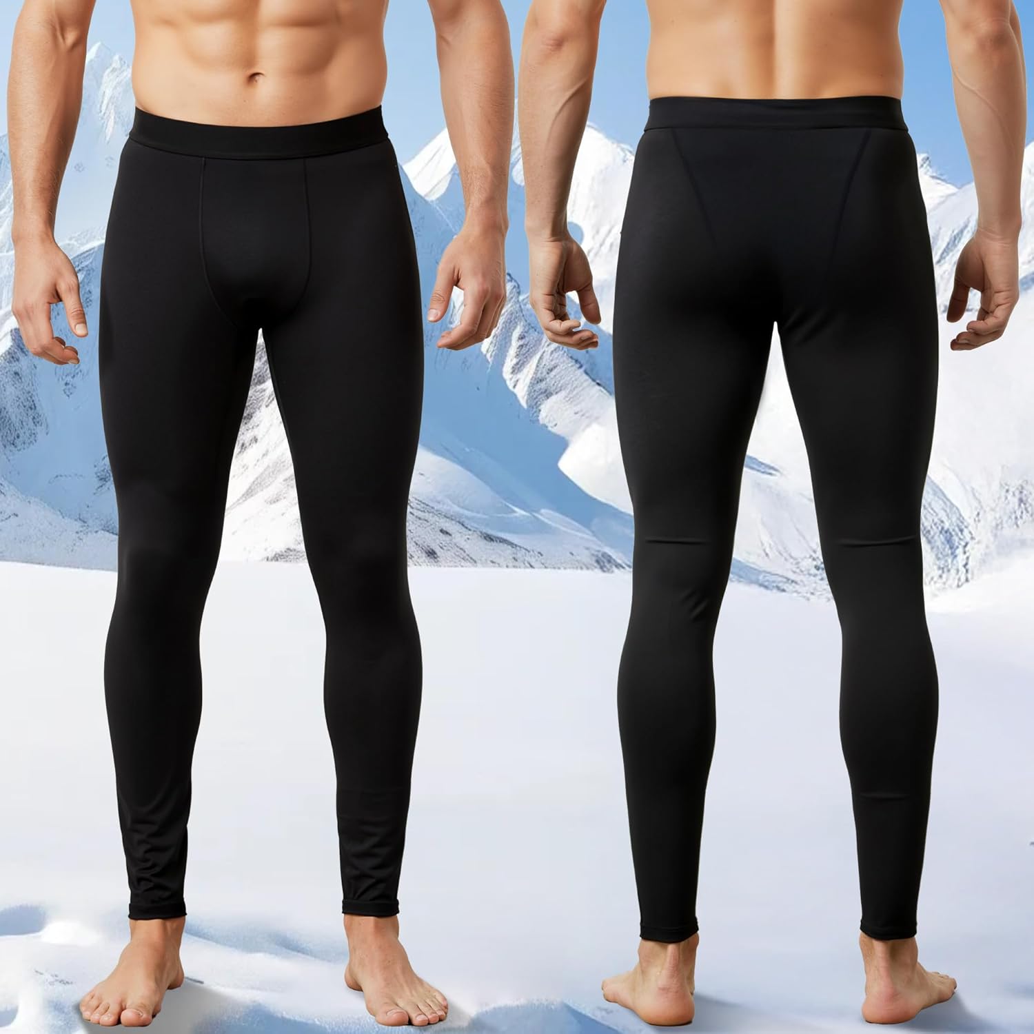 Coume 4 Pack Men Thermal Compression Pants Fleece Lined Heated Tight Athletic Leggings Cold Weather Sports Baselayer Winter - Image 2
