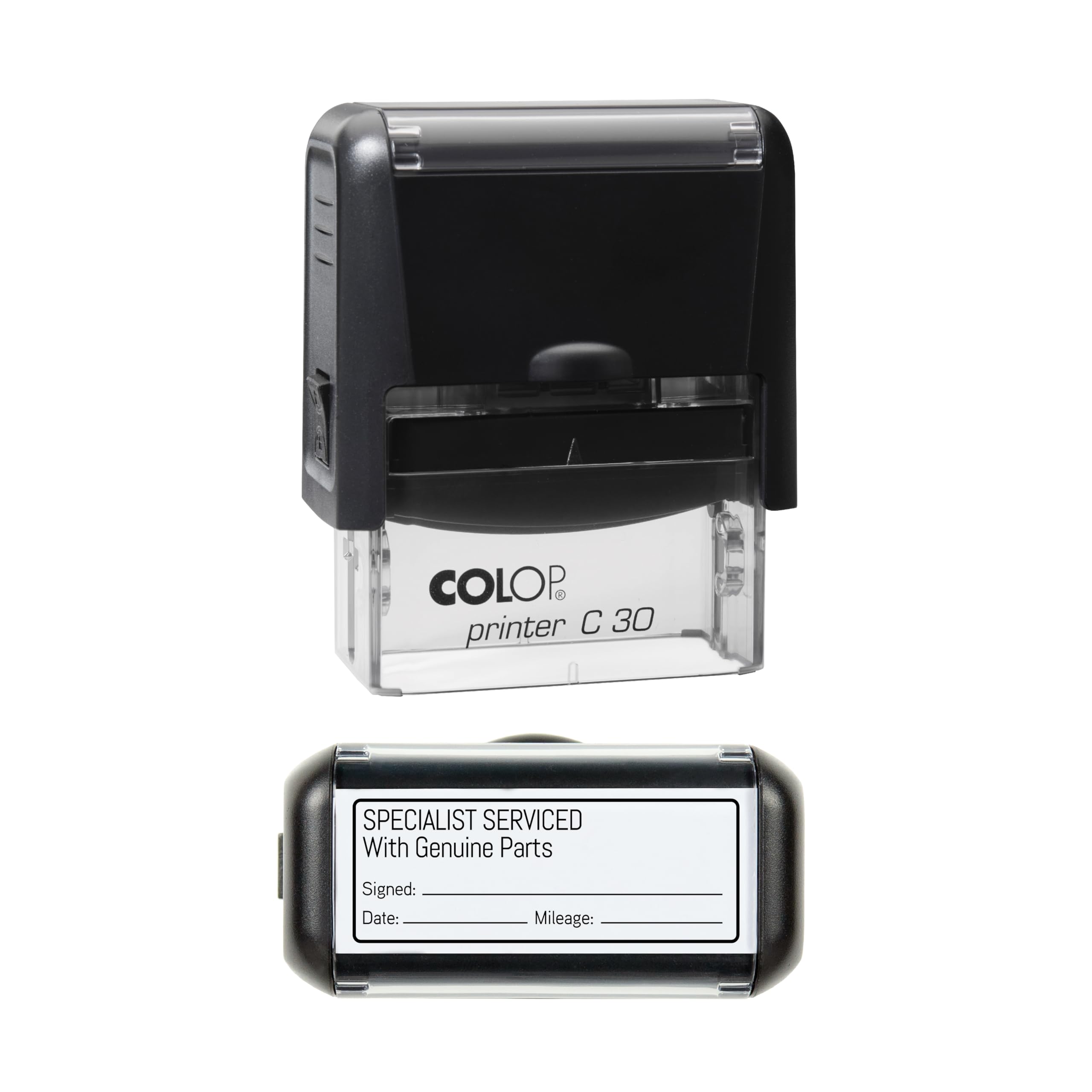 Self-Inking Garage Mechanic Home Service Rubber Stamp - 45mm x 17mm (Specialist Serviced - Genuine Parts)