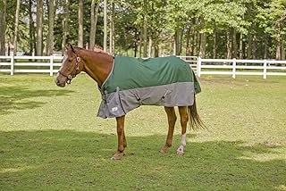 TuffRider Bonum 1200D Medium Weight Standard Neck Two Tone Turnout Blanket w/ 200gms of Fill- Hunter Green/Grey - 72