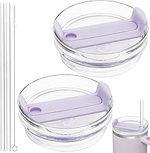 Tapa de Jarra de 40oz Compatible para Stanley, Paquete de 2 Tapas de Repuesto para Jarra Stanley Quencher 2.0 de 40 OZ, con Canutos y Cepillo de Limpieza (Orquídea)