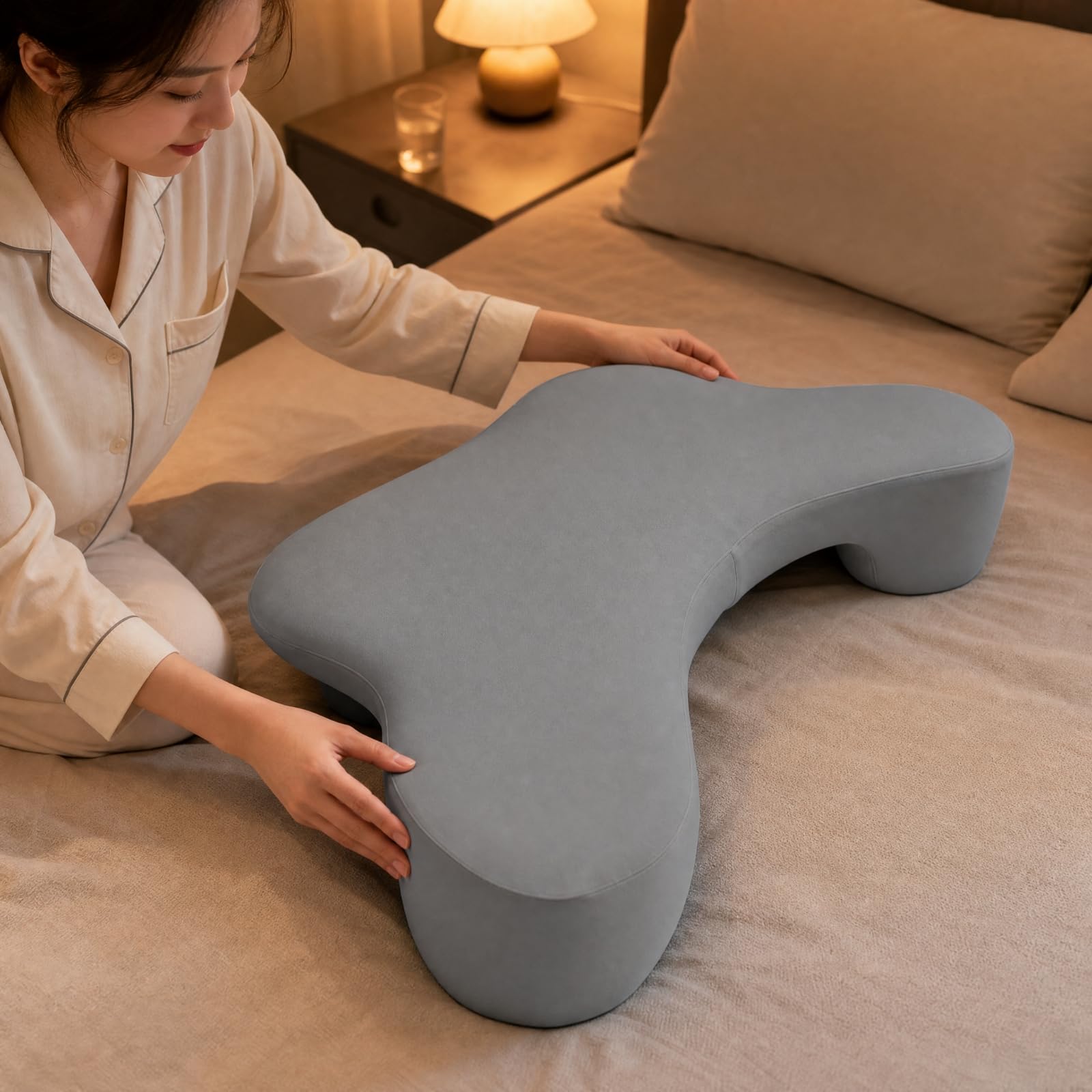 Ronyme Almohada para Dormir Lado Contorneada Soporte Medio Almohada Cervical Espuma Viscoelástica para Adultos, Gris