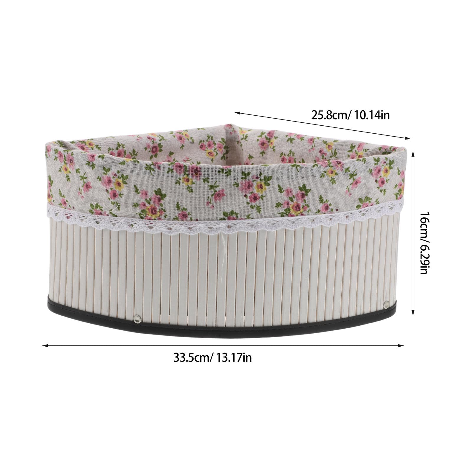 Cesta de Almacenamiento Pequeña con Diseño en Forma de Abanico Tejida a Mano de Bambú y Forro Lavable , Organizador Multiusos para Mesa y Rincón