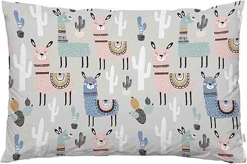 EKOBLA Funda de almohada con diseño de llamas, de verano, suculentas, cactus, alpaca, animal, diseño bohemio, decoración de lunares, funda de