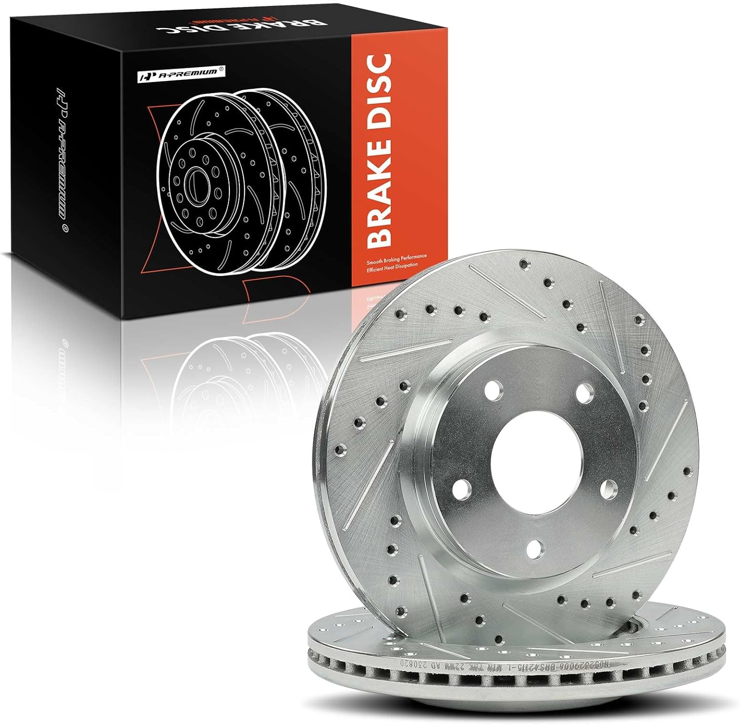 A-Premium 11.01 inch (279.7mm) Front Drilled and Slotted Disc Brake Rotors Compatible with Select Nissan Models - Sentra 2013-2019, 1.8L, 2-PC Set