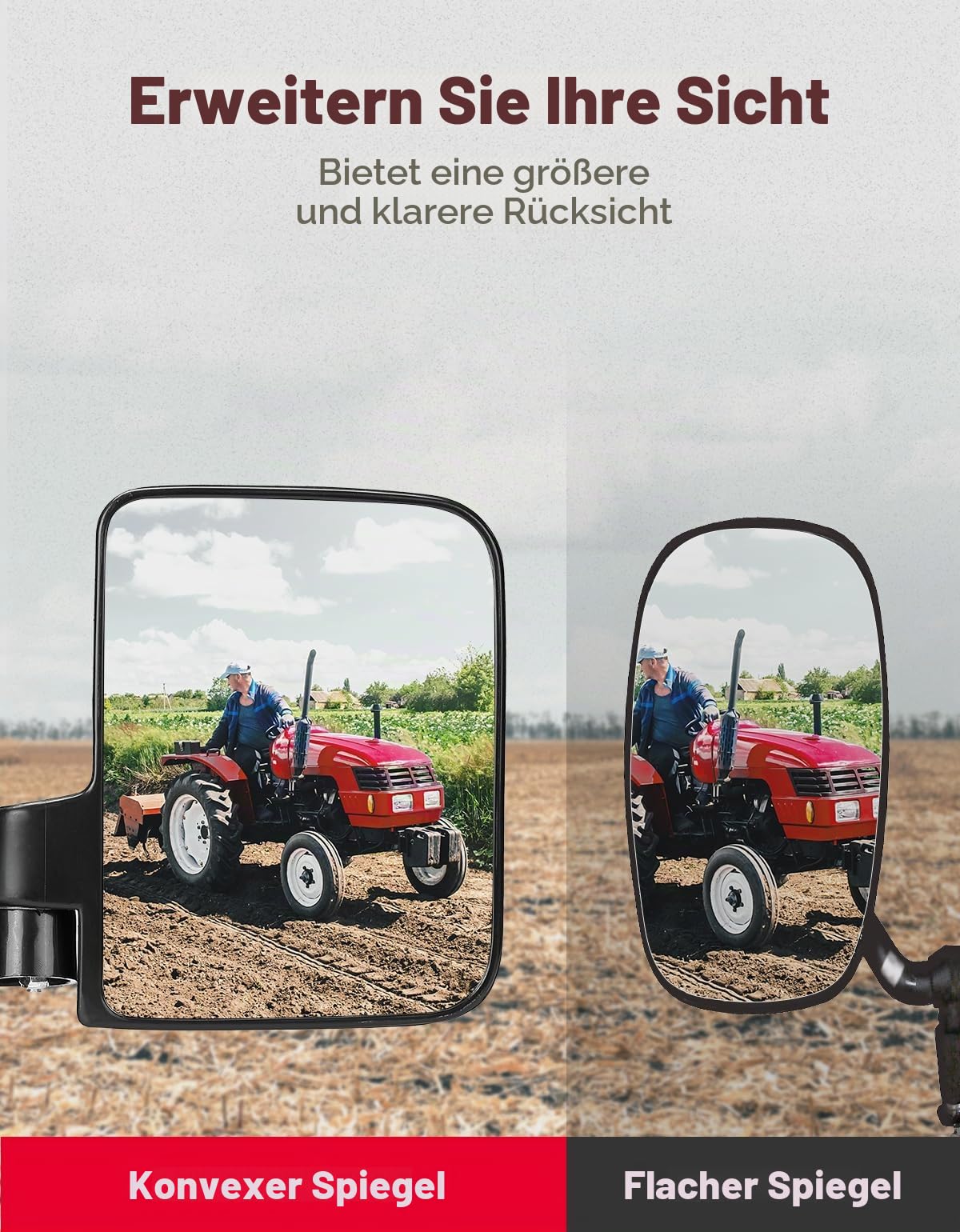 KEMIMOTO Golfwagen Spiegel, Magnetische Seitenspiegel für Traktoren, Gabelstapler, Rasenmäher, Minibagger, Hubwagen, Golfwagen Rückspiegel