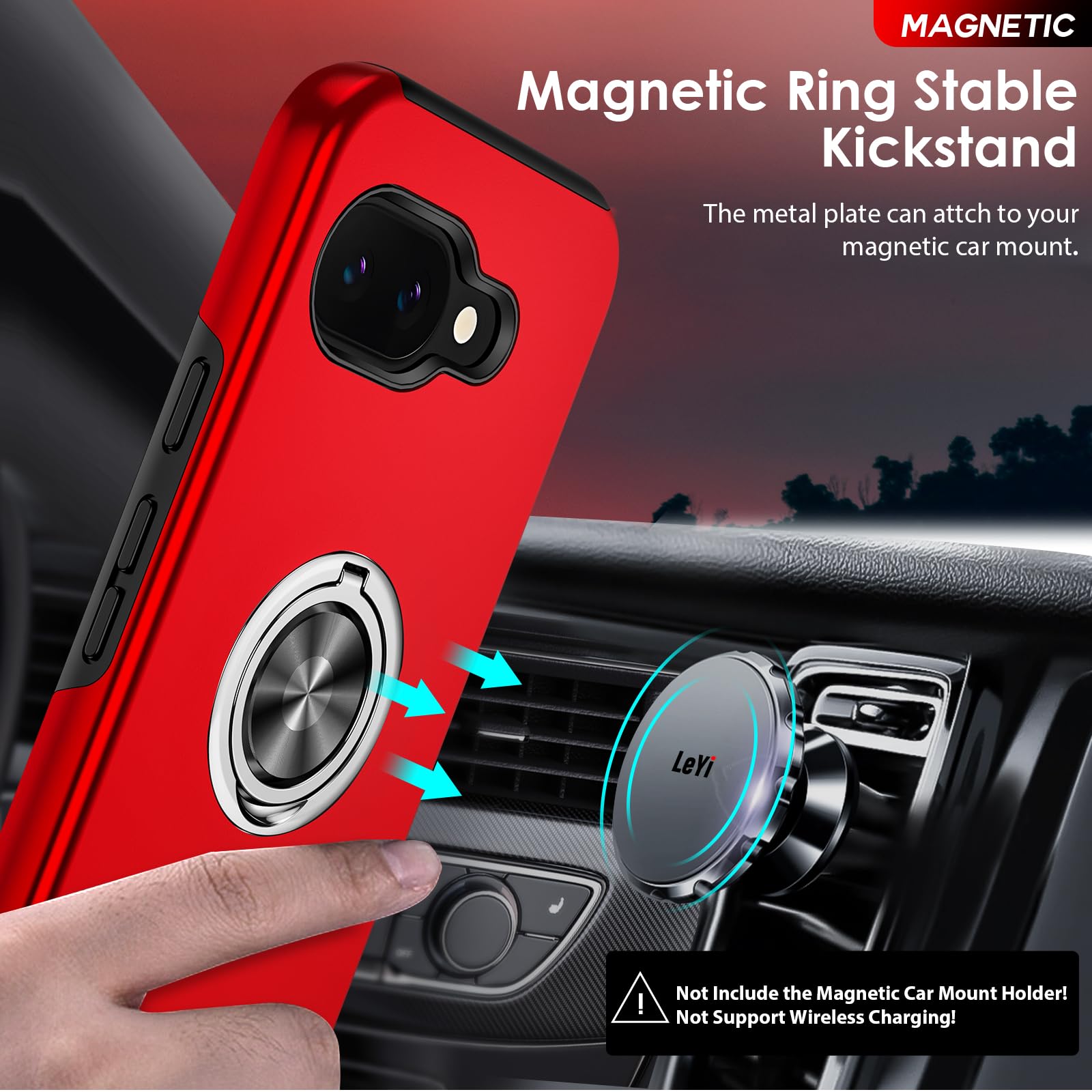LeYi Cover per Pixel 9 /Pixel 9 Pro con Vetro Temperato [2 Pack], Custodia con Protezione Fotocamera [Slidable] Antiurto Militare Anello Supporto TPU Bumper Custodie per Google Pixel 9/9Pro, Nero