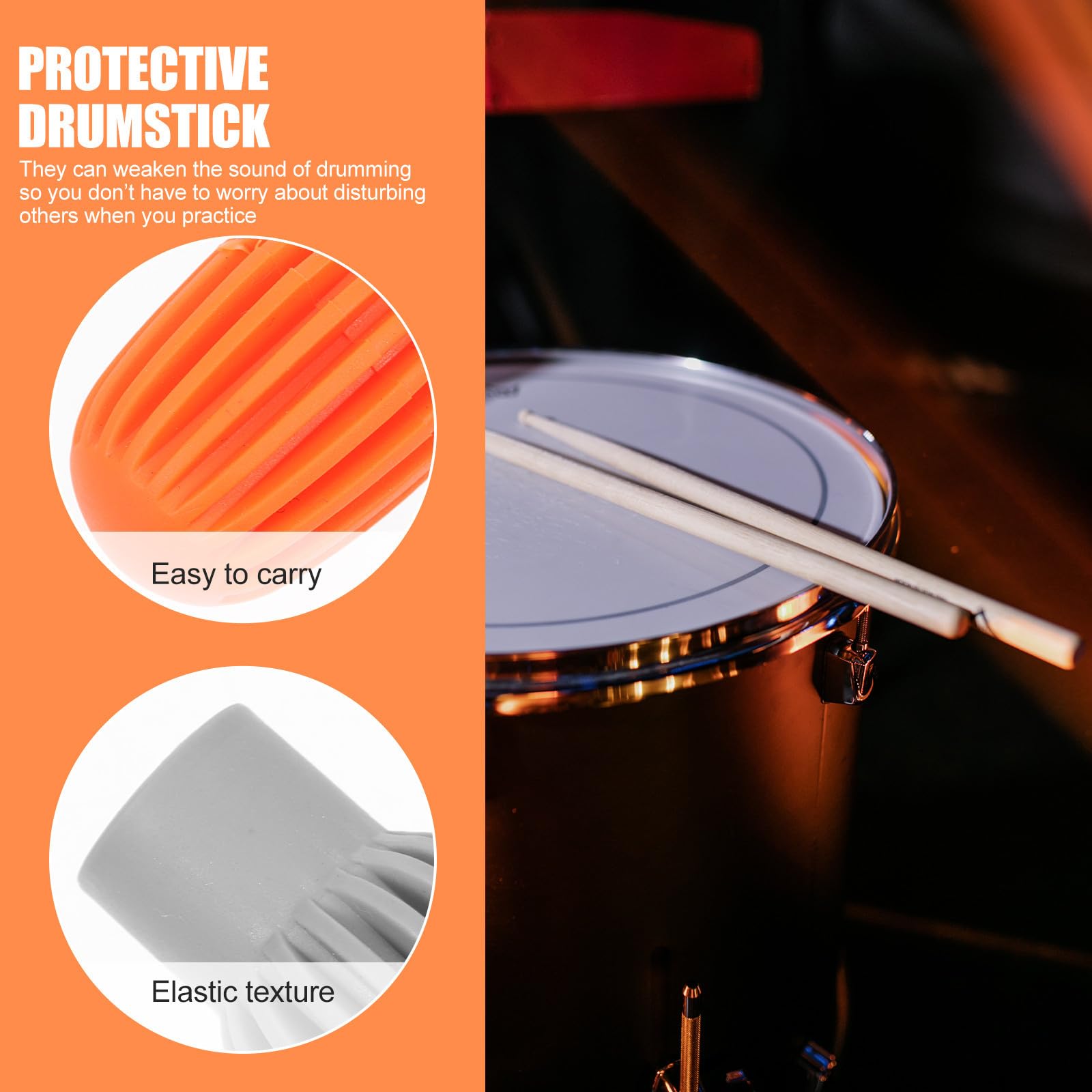 TOYANDONA 4pièces Couvertures Silencieuses Pour Baguettes De Batterie Accessoires De Pratique Pour Débutants De Volume Et Protection Des Têtes De Baguette
