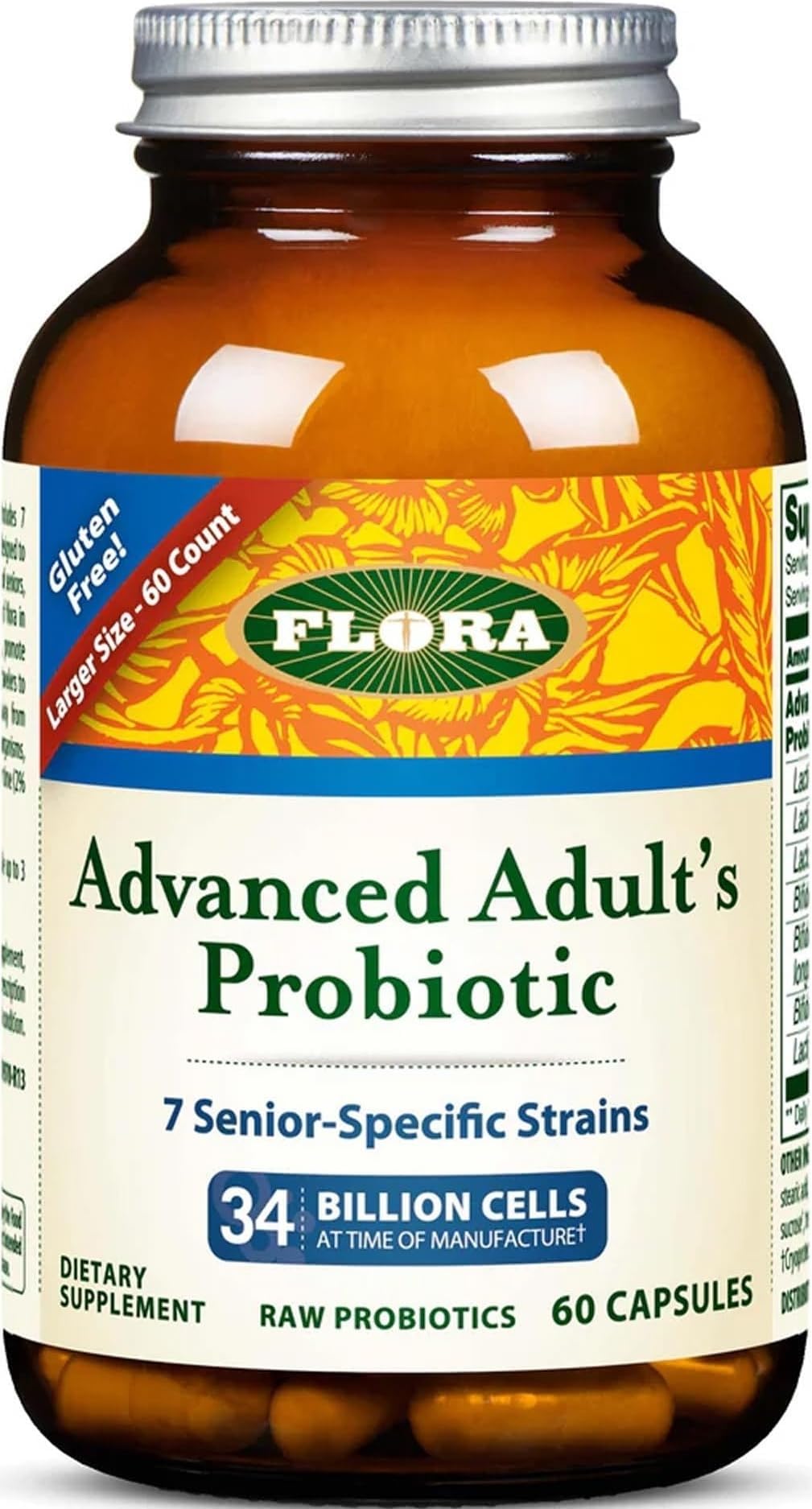 FloraHealth Advanced Adult’s Probiotic, 7 Strains, 34B CFU, 55+, 60 Caps
