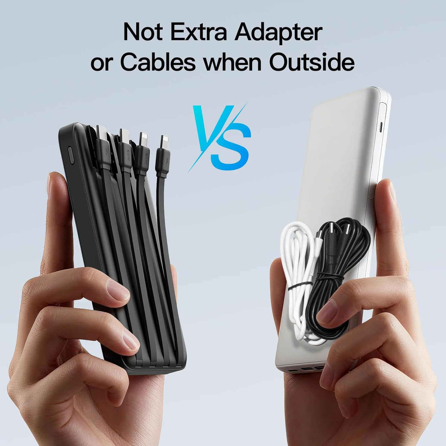 2026 Portable Charger Power Bank, PD 20W Super Fast Charging 10000mAh Travel Essentials Battery Pack, 5 Outputs 2 Inputs Slim Charging Bank Built-in Cables Cords Wires for iPhone, Samsung, Android - Image 5