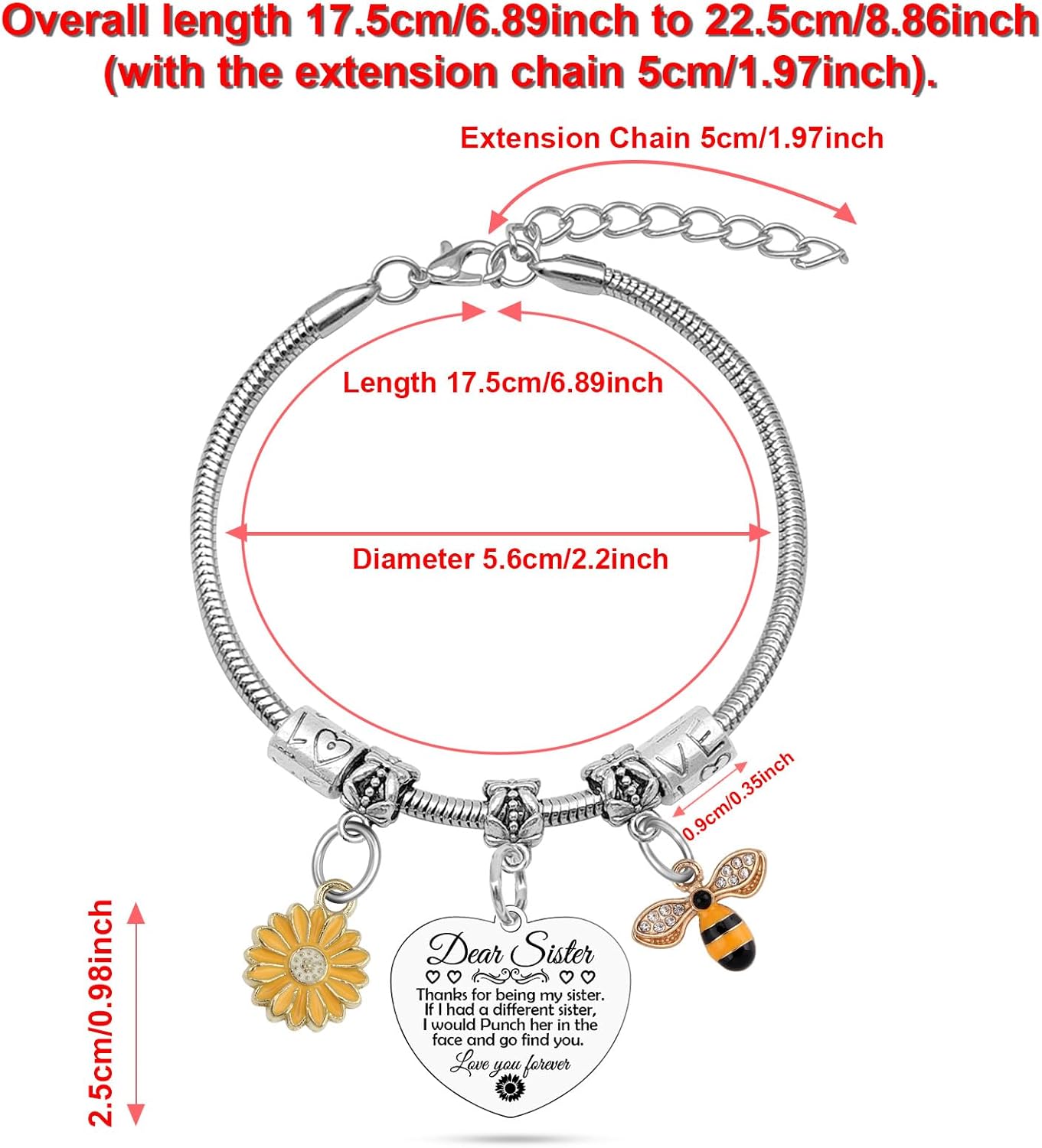 Sister Birthday Gifts from Sisters Thank You Gifts for Sister Bracelets for Women Stainless Steel Bracelet Thank You Bracelet Friendship Bracelets for Sisters Christmas Long Distance Friendship Gift - Image 4