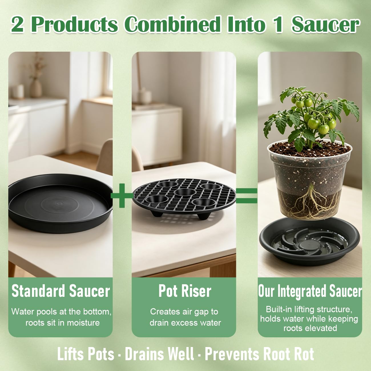 Plant Saucers - 5 Pack, Drip Tray for Pots -4 Plant Saucers - 5 Pack, Drip Tray for Pots -4