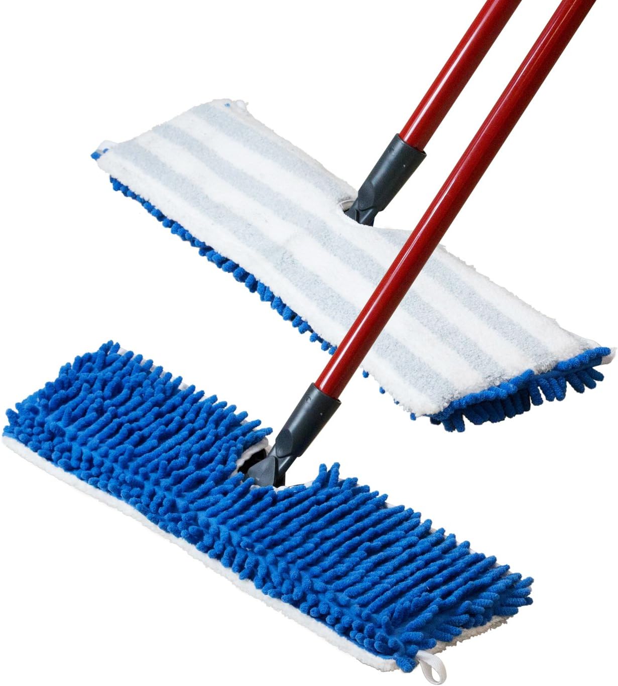 Houseables Flip Mop Refills, Replacement Pads, 3 Pack, White, Blue, Dual-Action Microfiber Head Floor Mops, Dry/Wet, Machine Washable, Double Sided Velcro Flat Sponge, All Surface Cleaning : Health & Household