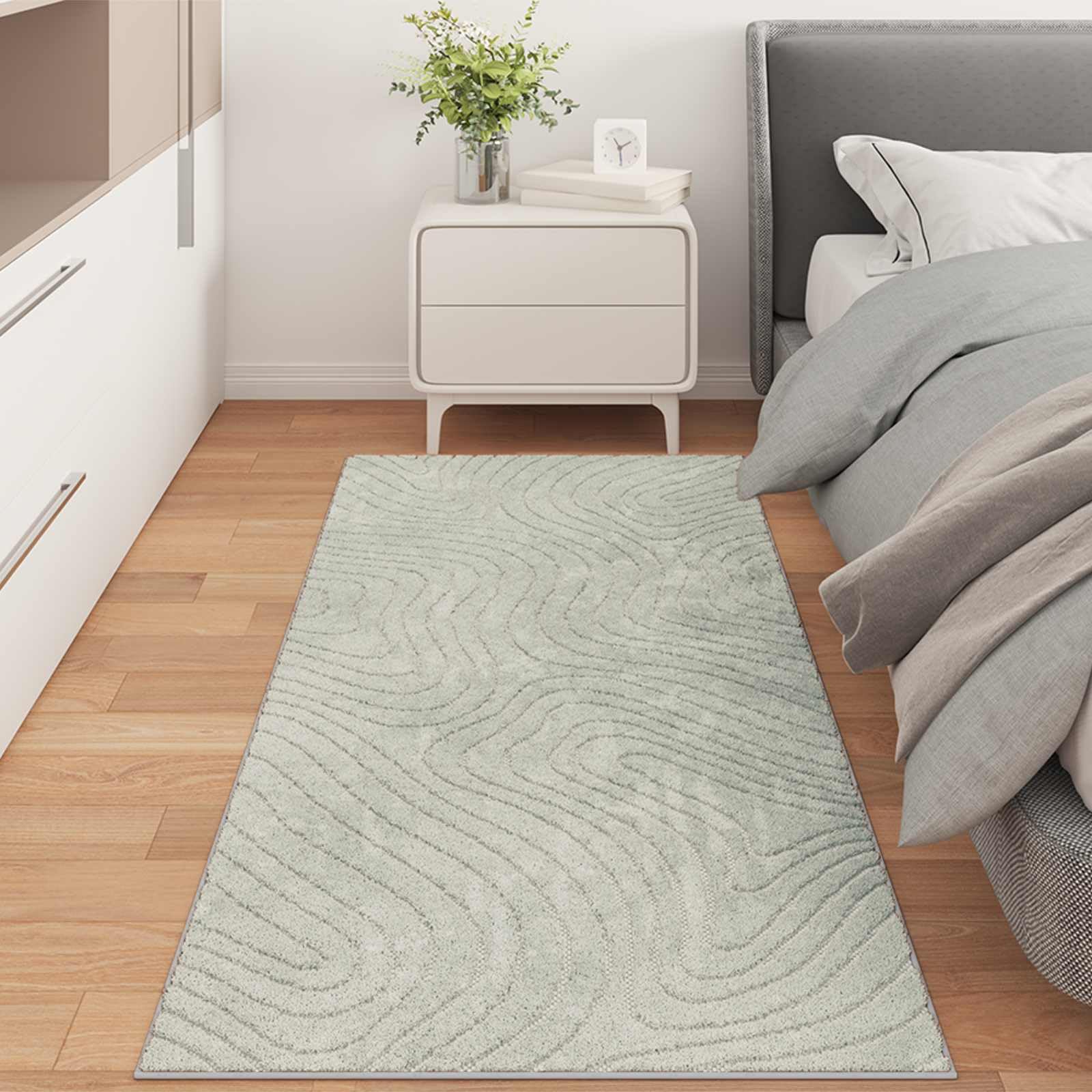 Tapis de Surface PALMERAS Vert 80 x 150 cm Polyester Doux antidérapant Lavable Moelleux pour Salon Couloir intérieur extérieur décoration Moderne Confortable