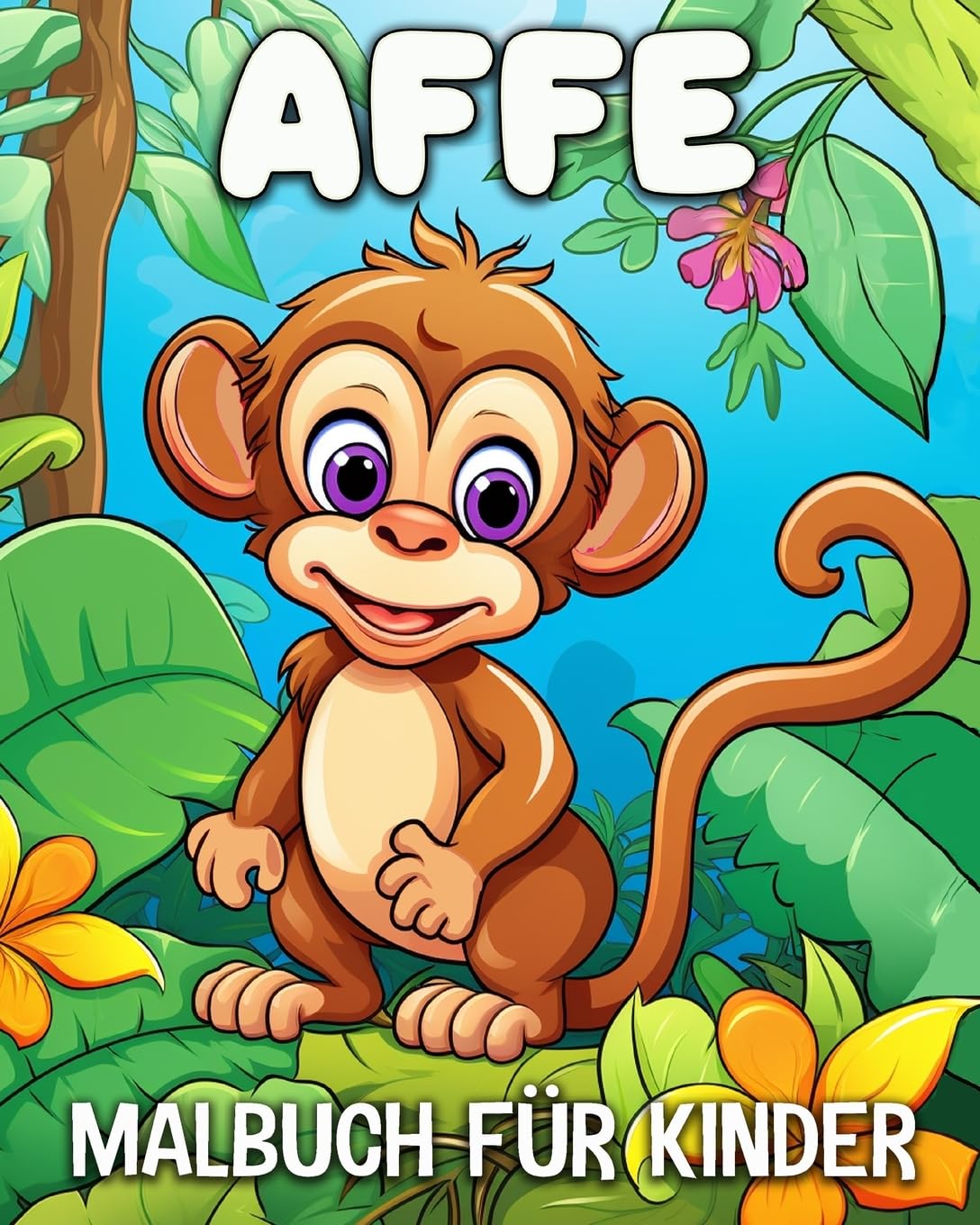 Affe Malbuch für Kinder: 50 Einzigartige Affen Ausmalbilder für Kinder im Alter 4-8 Jahren