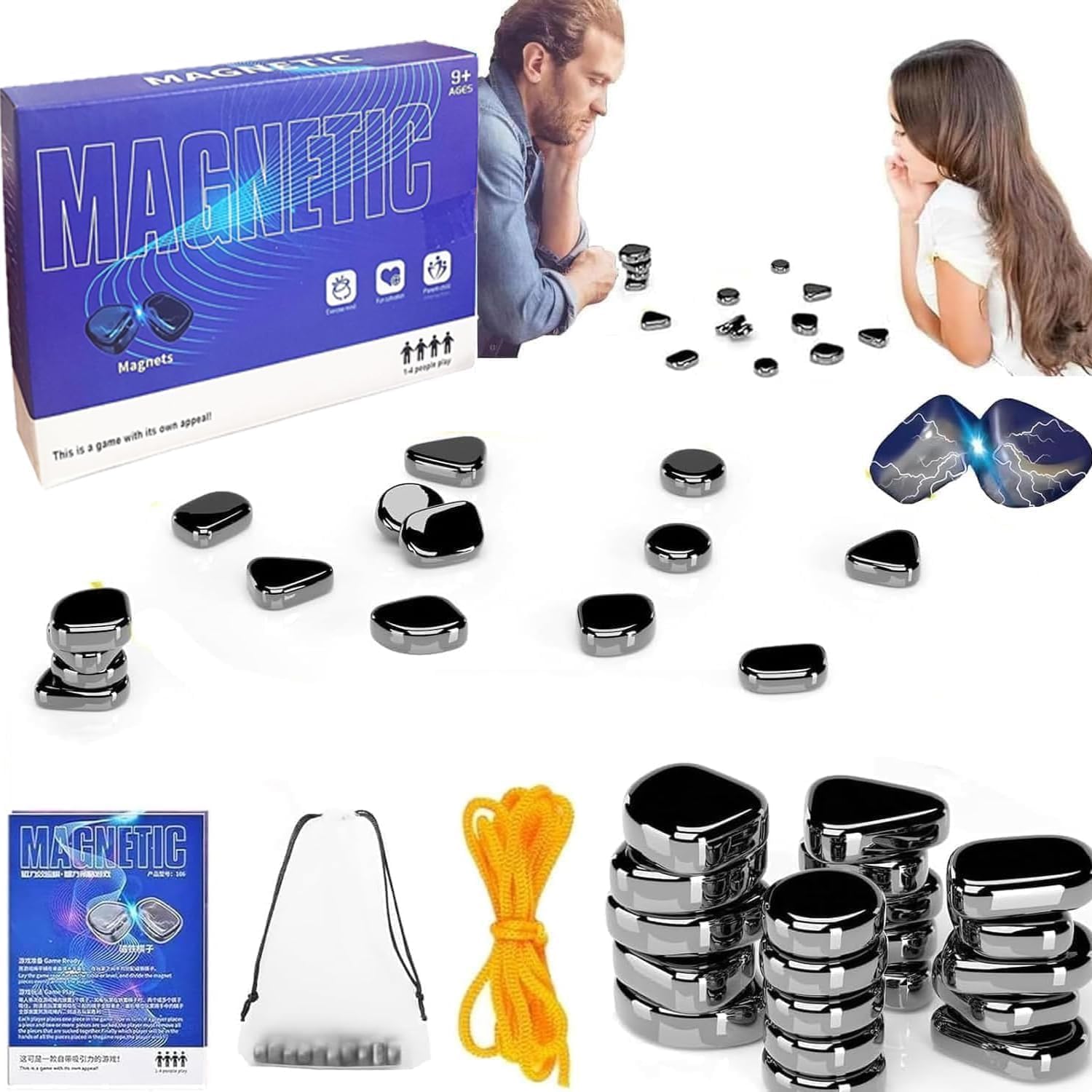 Vunpok Magnetspiel,Magnet Spiel,Magnetisches Schachspiel,Magnetsteine,Campingspiele mit Magnetic,Tisch Magnetspiel für Kinder & Erwachsene,Partyzubehör für Familientreffen