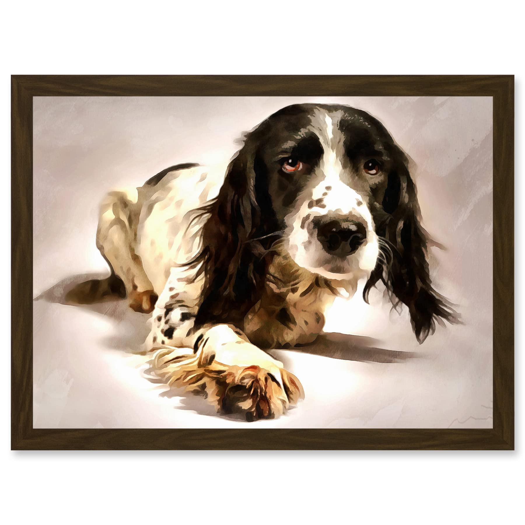 Springer Spaniel Dog Artwork Framed Wall Art Print A4 - Artery8