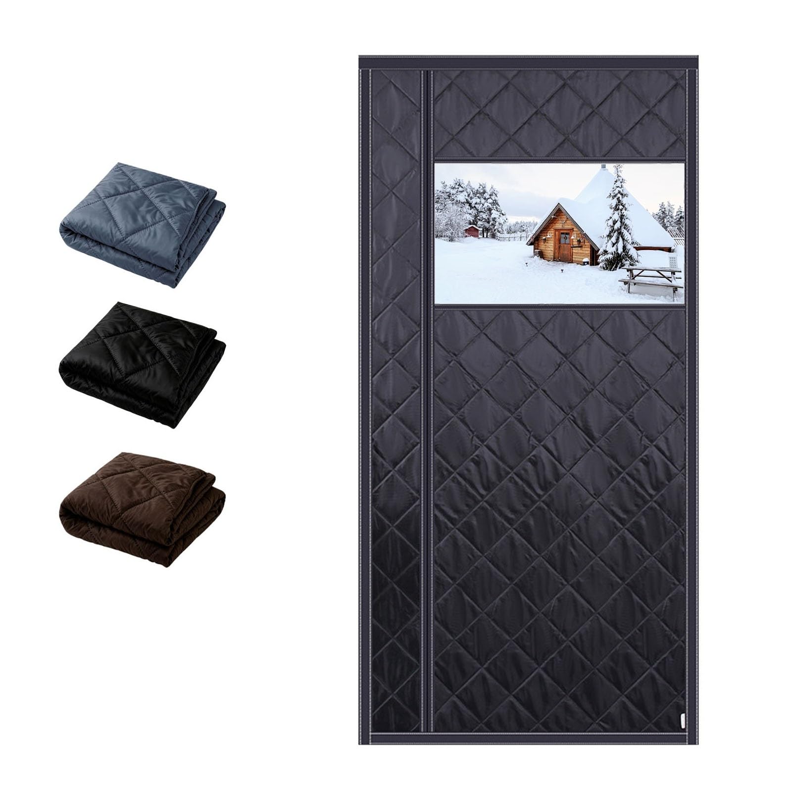 Rideau de porte thermique isolant et magnétique noir pour bloquer le froid