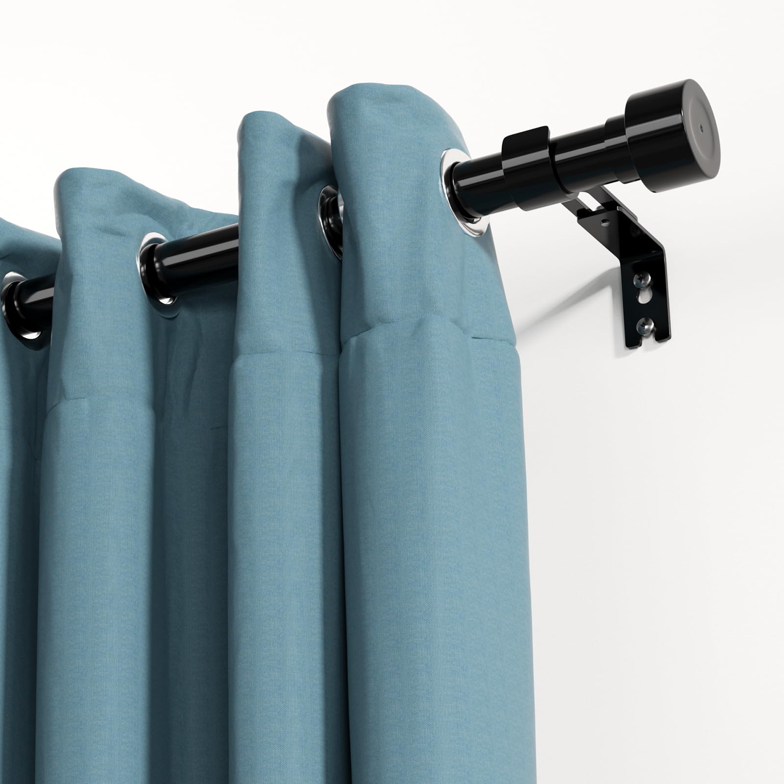 Curtain Rods for Windows 48 to 84-1 Inch Heavy Duty Black Curtain Rods - Adjustable Long Curtain Rod for Outdoor Patio, Sliding Glass Door, Living Room