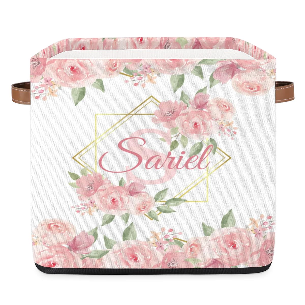 Pixframy Personalized Storage-Bins with Handles Flower Storage-Baskets for Organizing Collapsible Toys-Storage-Box for Girls-Gifts