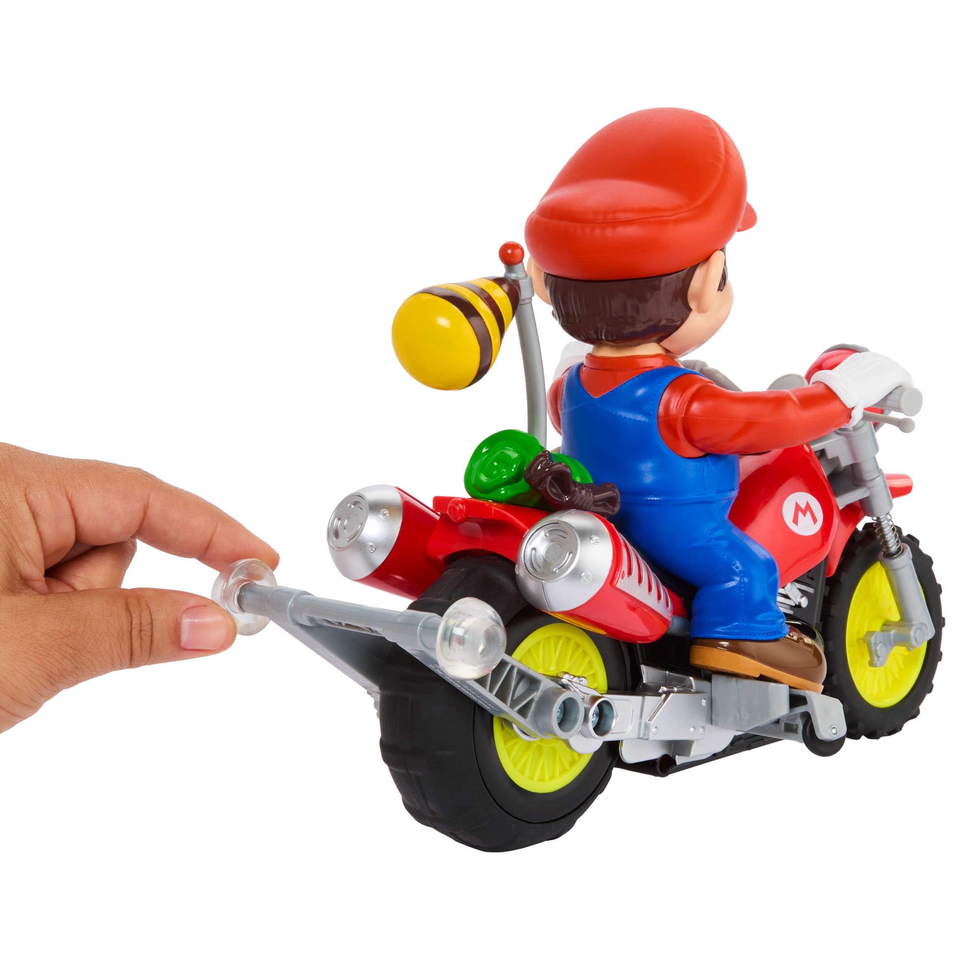 Hot Wheels Mario Wheelie Motocross RC, Moto télécommandée | Moto télécommandée à pile avec figurine qui bouge et s'incline lors des virages, inspirée du film Super Mario Bros, JML15