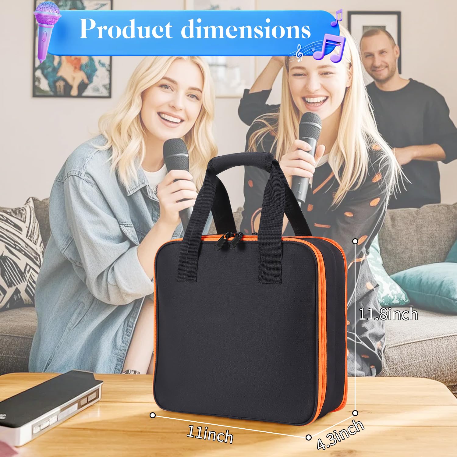 Custodia per microfono senza fili, con 8 scomparti, custodia portatile per microfono, con protezione in EVA, per canto, karaoke, feste (solo custodia)