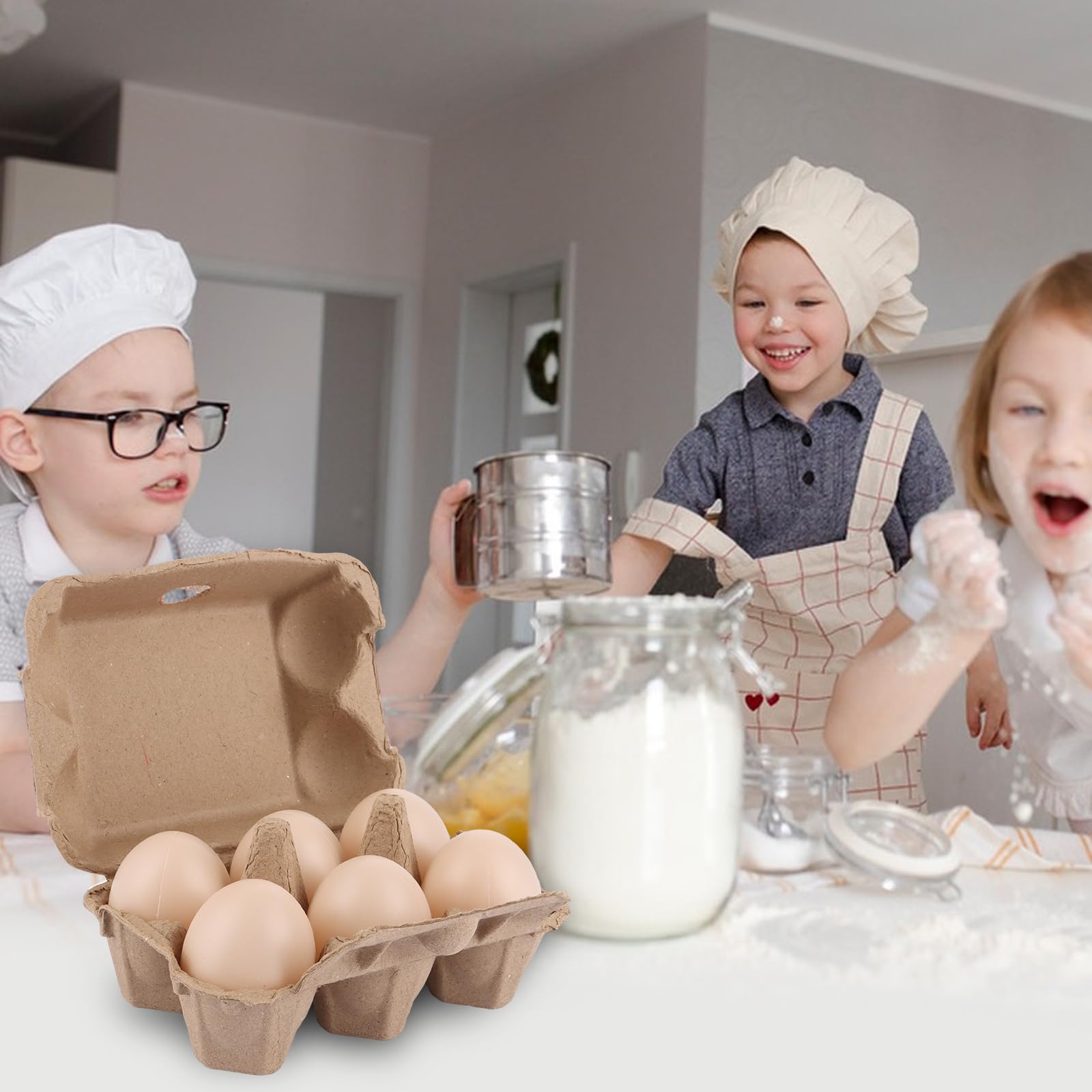 SHUESS 50 recipientes para huevos con tapa, 6 rejillas, de cartón, hueveras, caja para huevos, cartón para huevos de gallina, para huevos de Pascua