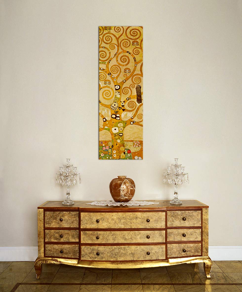 Wandbild Auf Leinwand ‚Lebensbaum‘ Von Gustav Klimt – 50x160 Cm, Deutscher Druck Auf Keilrahmen