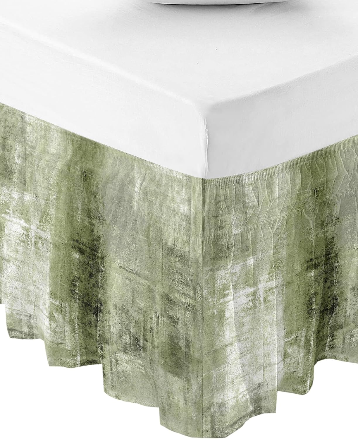 Sage Green Bed Skirt Queen Size 16 Inch Drop, Adjustable