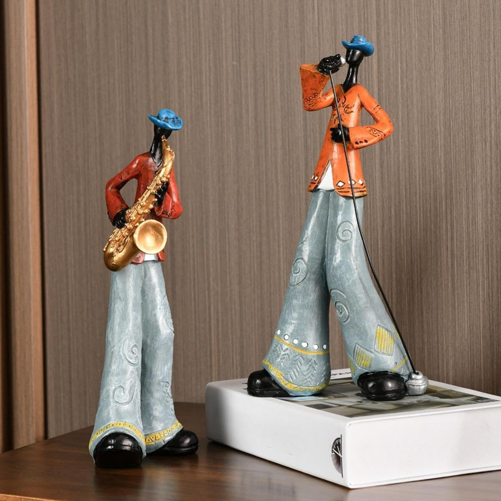 Statue di gruppi rock, sculture di musicisti estetici, statuette di musicisti, set di ornamenti in resina, scelta regalo per gli amanti della musica,