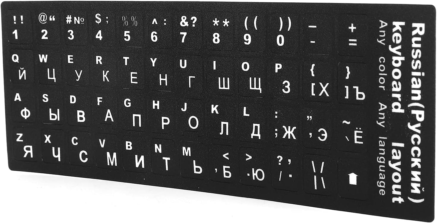 Computer Keyboard Sticker, Eco Friendly Russian Keyboard Sticker Skin Friendly Unique Coating Safe PVC Waterproof for Office for Laptop for Home Travel