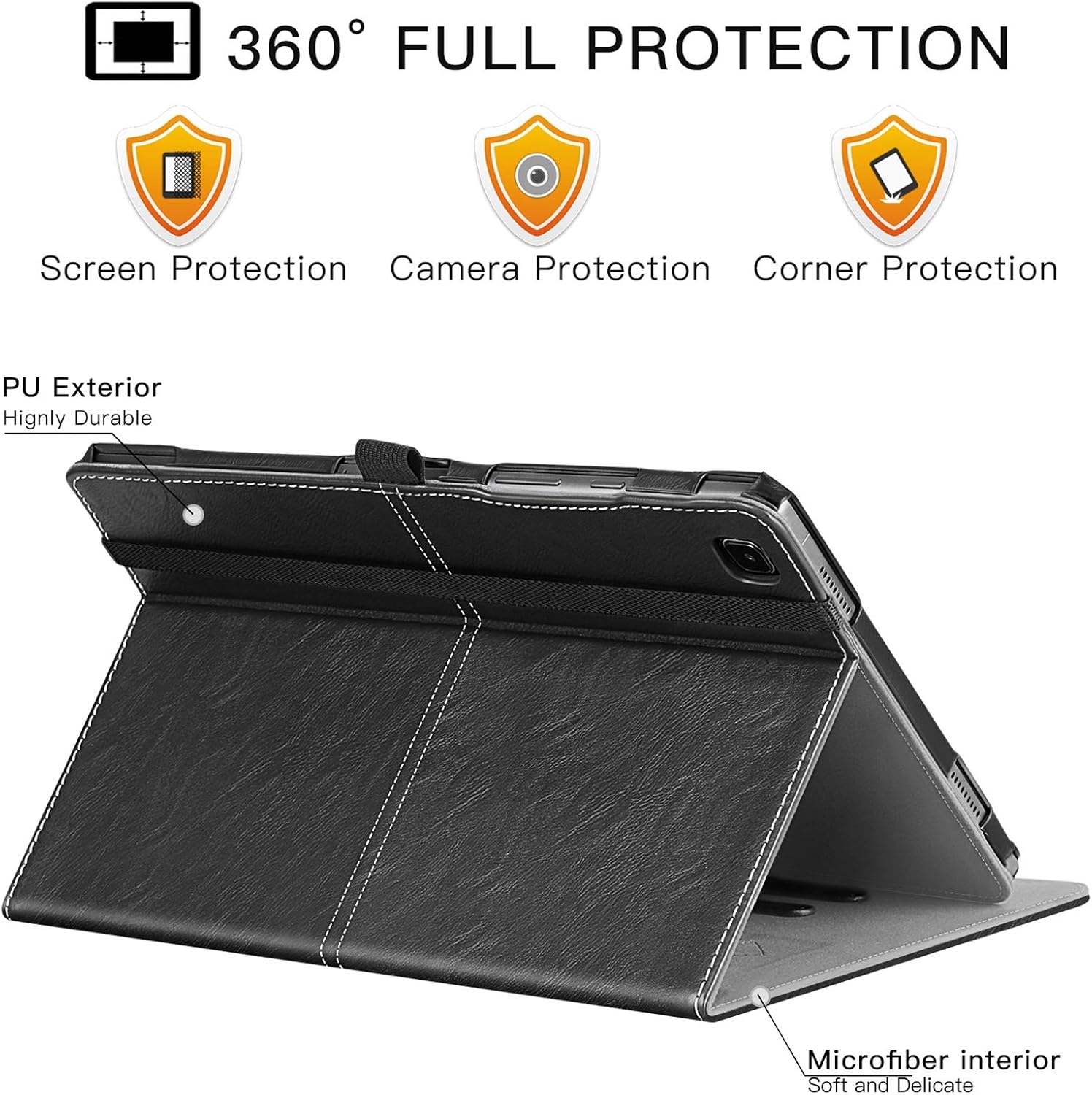 ZtotopCase Samsung Galaxy Tab A7 10.4 Inch Case, Premium PU Leather Business Case with Stand, Card Slot, Auto Sleep/Wake Function, for Samsung Galaxy Tab A7 2020, Black